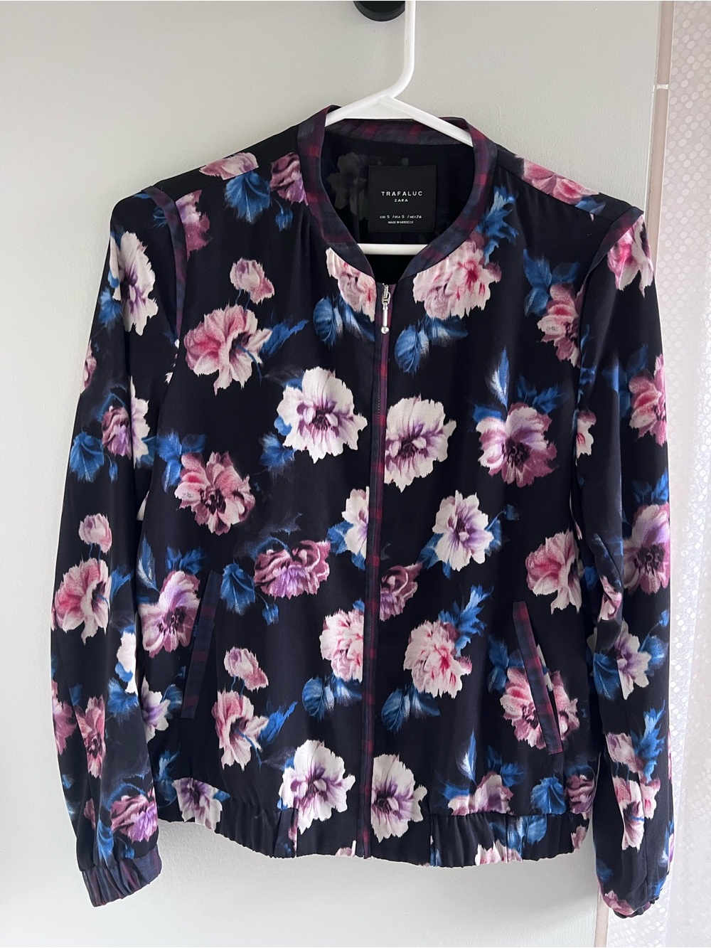 Zara Floral Bomber Jacket - Black/Pink